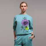 Women's Graphic Sweatshirt | Passion Flower on Teal - fauna.ie