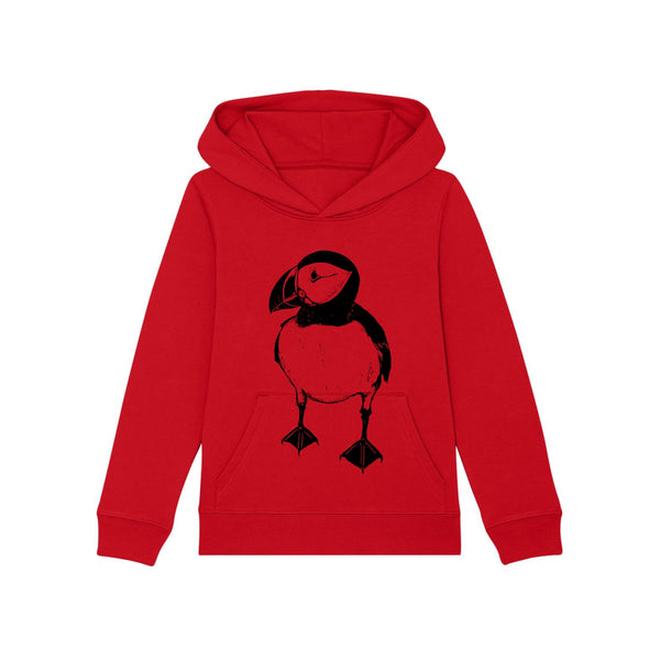 Organic Cotton Unisex Hoodie | Puffin Red Fauna