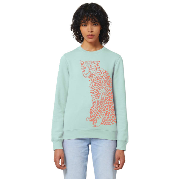 Women's Graphic Sweatshirt | Coral Leopard- fauna.ie