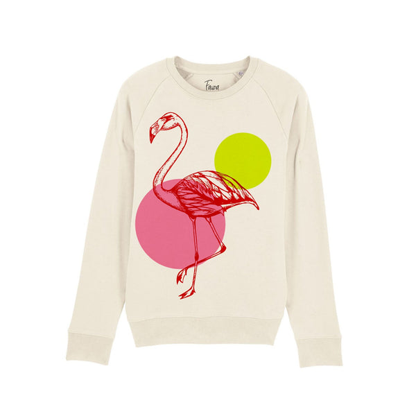 Organic Cotton Unisex Sweatshirt | Flamingo on natural Fauna Kids