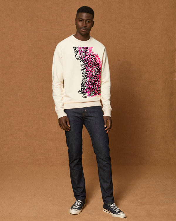 Organic Cotton Unisex Sweatshirt | Neon Pink Leopard - fauna.ie
