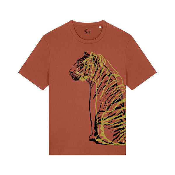 Organic Cotton Unisex T-shirt | Double Tiger on Bronze
