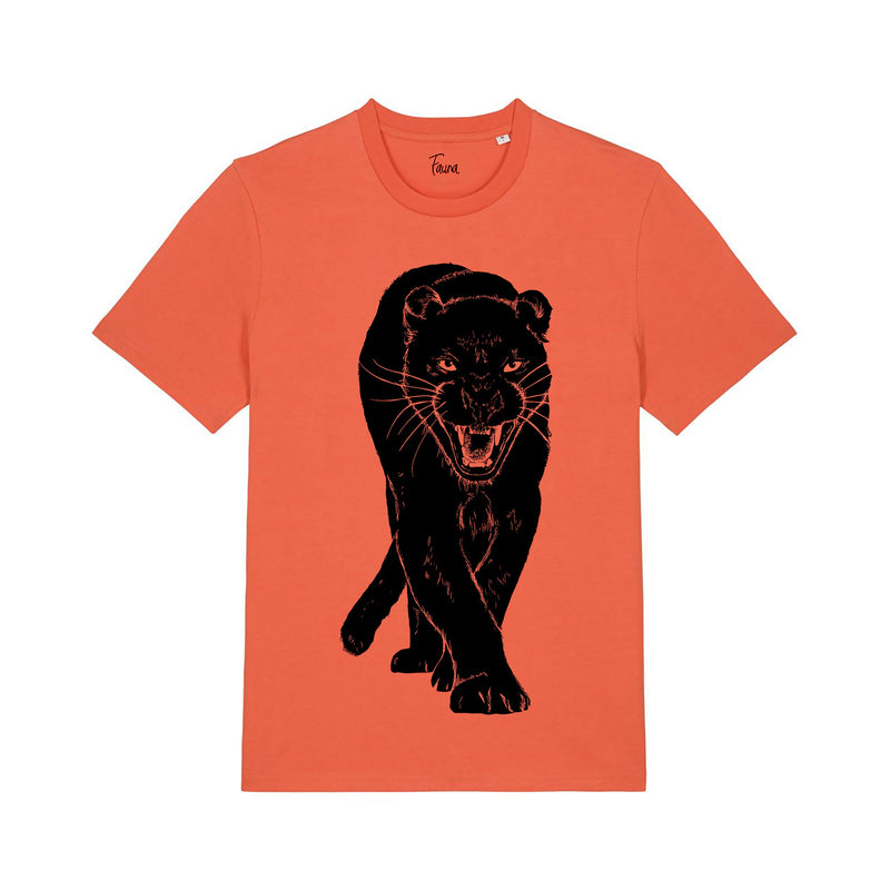 Unisex-T-Shirt aus Bio-Baumwolle | Rote Rose auf Rosa 