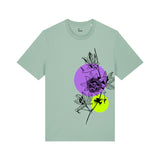 Unisex-T-Shirt aus Bio-Baumwolle | Neonrosa/Blauer Leopard 