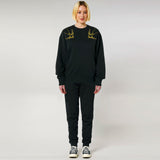 Organic Cotton Unisex Tracksuit | Gold swallows on black - fauna.ie