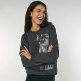 Organic Cotton Graphic Sweatshirt | Silver Wolf on dark heather grey | fauna.ie