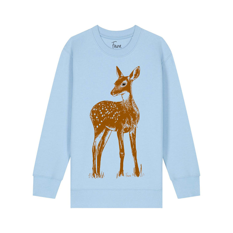 Organic Cotton Kids Sweatshirt | Fawn on Blue - Fauna Kids