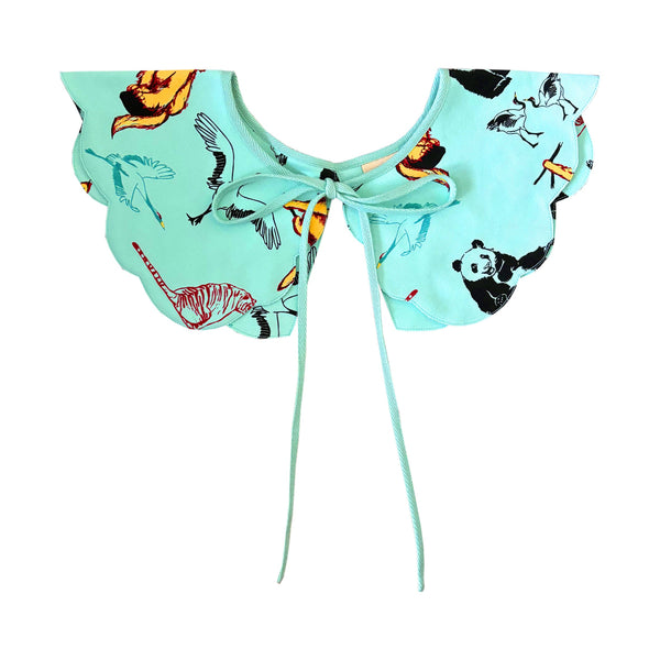 Women's Detachable Collar (Aqua) with animal print