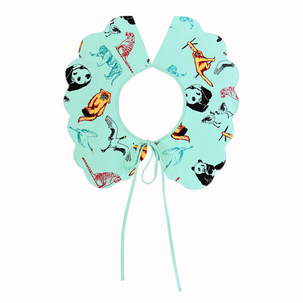 Women's Detachable Collar (Aqua) with animal print