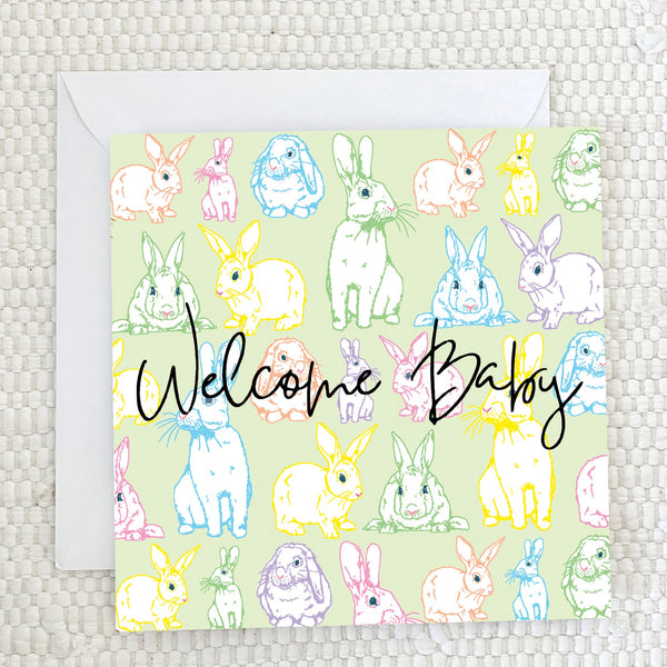 'Welcome Baby' Green Greeting Card - fauna.ie