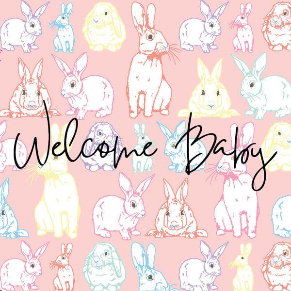 'Welcome Baby' Pink Greeting Card - fauna.ie