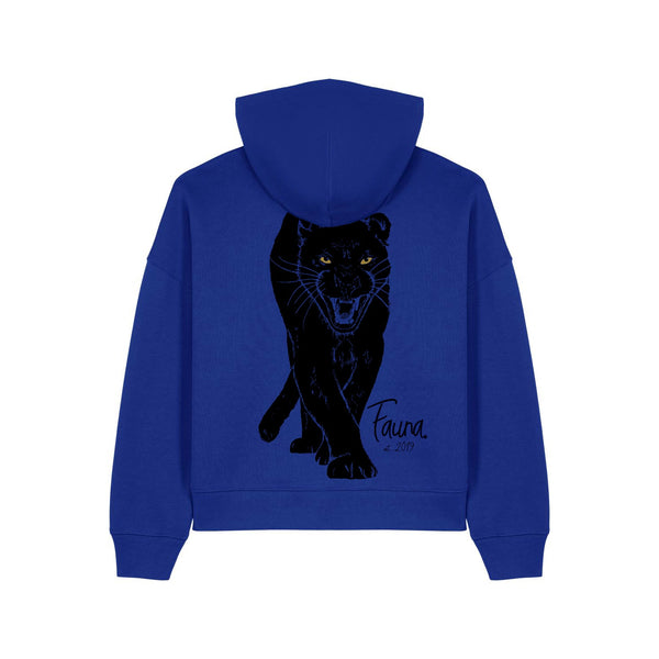 Women's Hoodie | Panther on Blue - fauna.ie