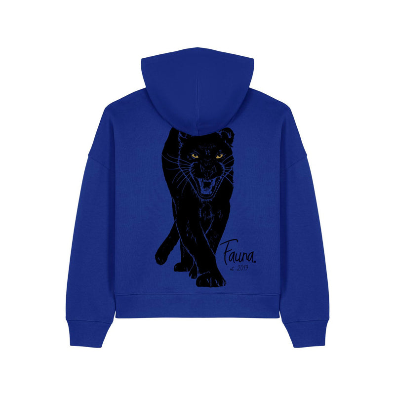 Women's Hoodie | Panther on Blue - fauna.ie