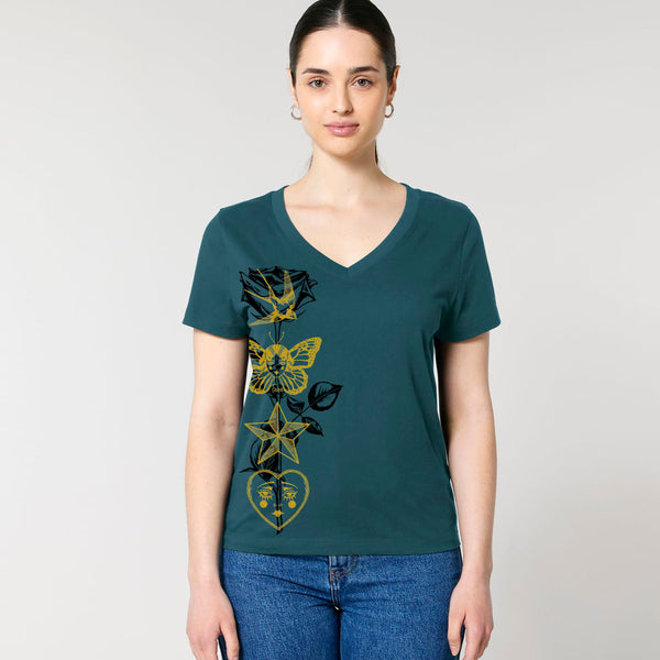 Women's v-neck t-shirt | tattoo on Stargazer