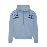 Organic cotton half-zip Women's Hoodie | Blue Swallows | fauna.ie