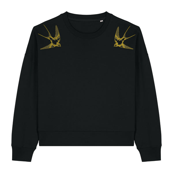 Women's sweatshirt | cropped sweatshirt | graphic sweatshirt | swallows | fauna.ie