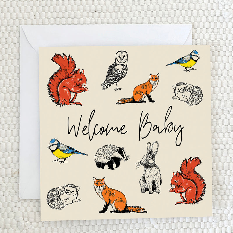 Carte de vœux verte « Bienvenue bébé »