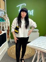 Nadia wearing fauna.ie bee shirt
