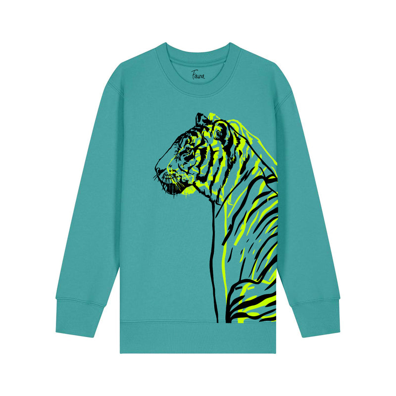 Kinder-Sweatshirt aus Bio-Baumwolle | Biene auf cremefarbenem Heidekraut 