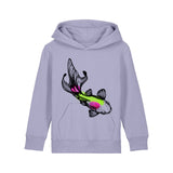 Lavender hoodie with a fish graphic on a white background. fauna.ie