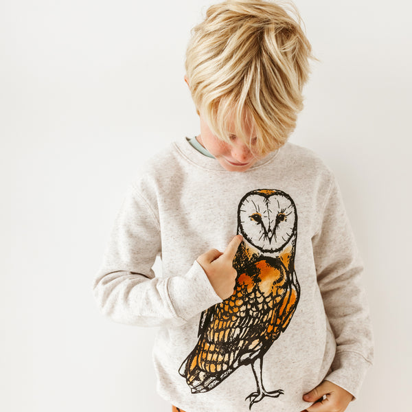 Kids Sweatshirt | Owl on Oatmeal