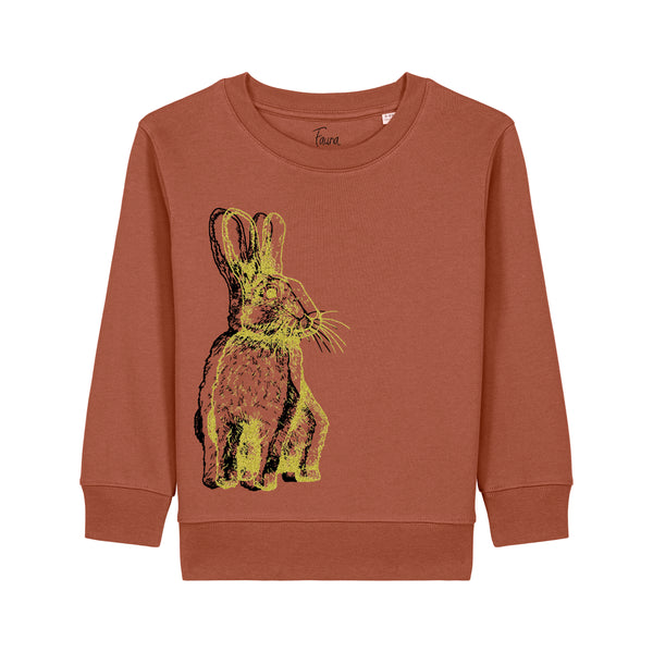 Kids Sweatshirt | Gold Rabbit on Cinnamon