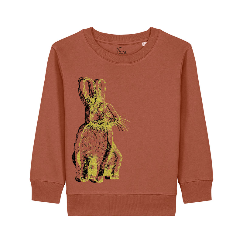 Kids Sweatshirt | Gold Rabbit on Cinnamon