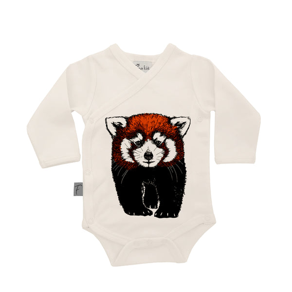 Organic Cotton Baby Bodysuit | Kimono Style | Red Panda