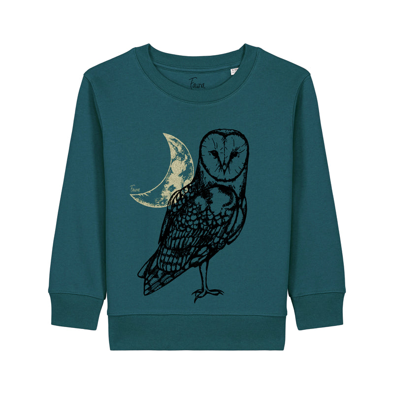 Sweat-shirt en coton biologique pour enfants | Plume de Paon Argentée sur Marine Française 