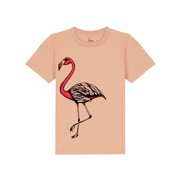 Organic Cotton Kids T-Shirt | Peach Flamingo