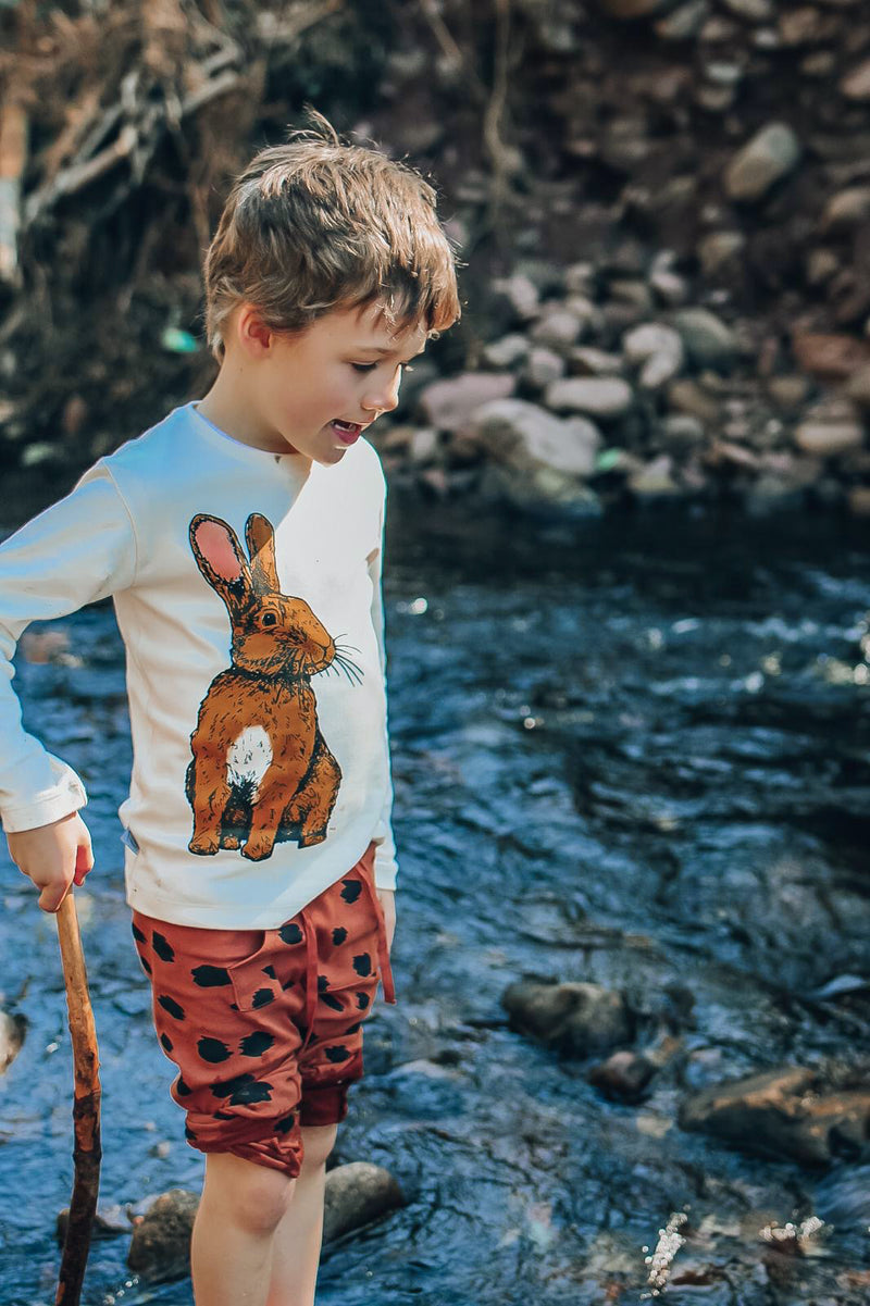 Organic Cotton Kids Long Sleeved Top | Rabbit - handpainted