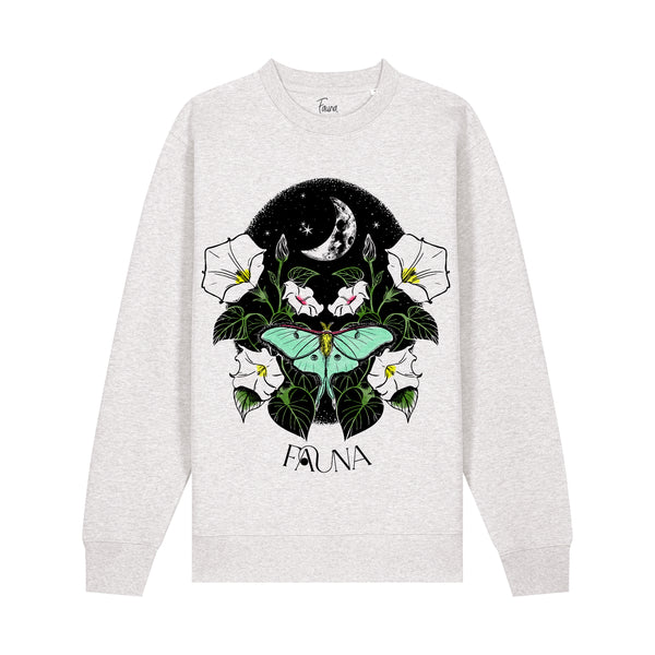 Organic Cotton Graphic Sweatshirt | Moonflower Cool Heather