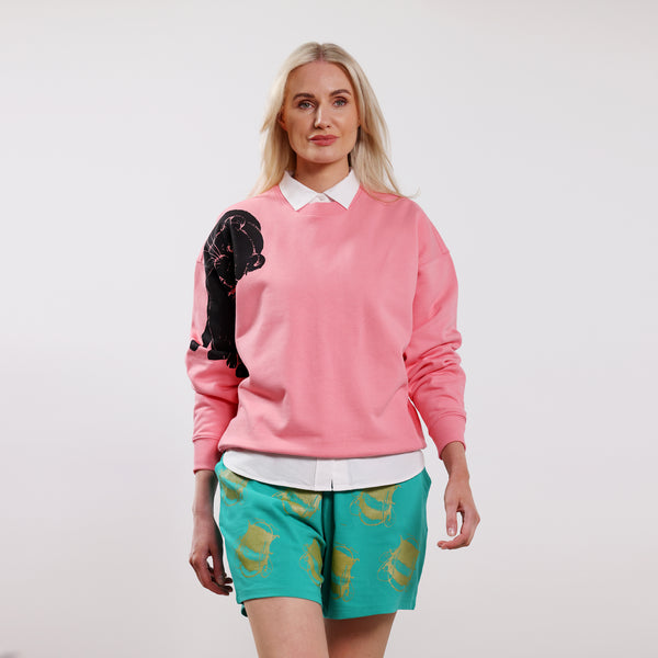 Panther Oversized Sweatshirt - Pink