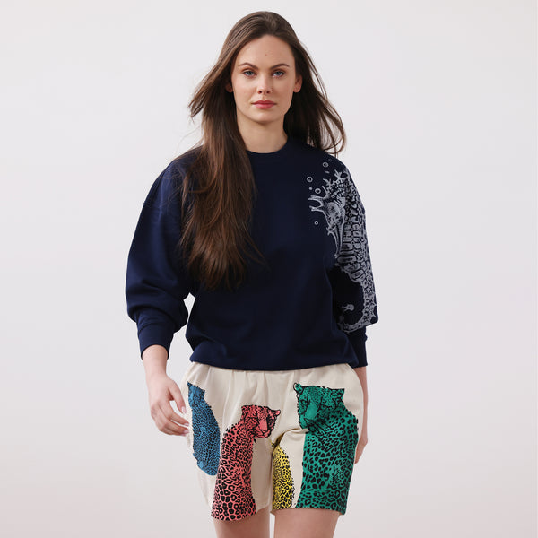 Women's Oversized Sweatshirt | Seahorse Navy