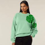 Women's Oversized Sweatshirt | Green monstera | fauna.ie