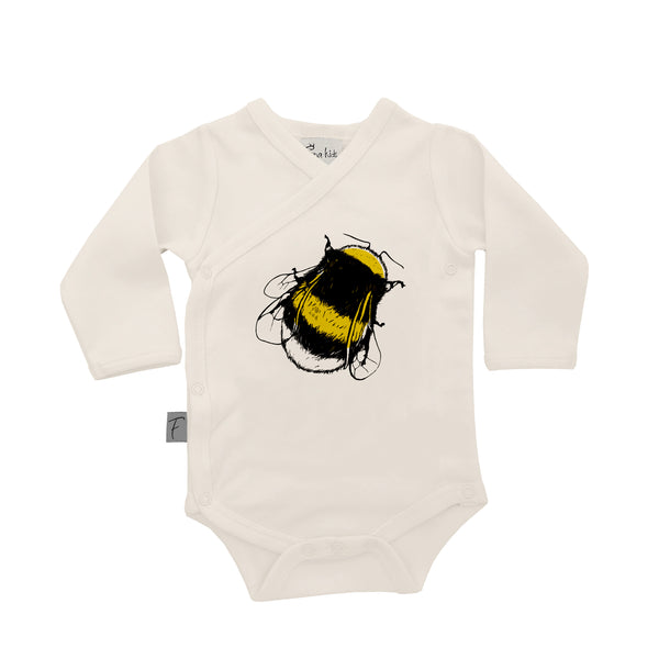 Organic Cotton Baby Bodysuit | Kimono Style | Bumble Bee