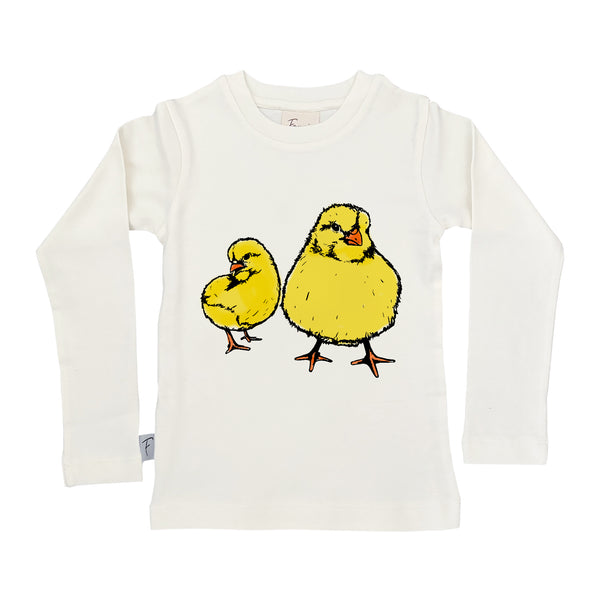 Organic Cotton Kids Long Sleeved Top | Chickens