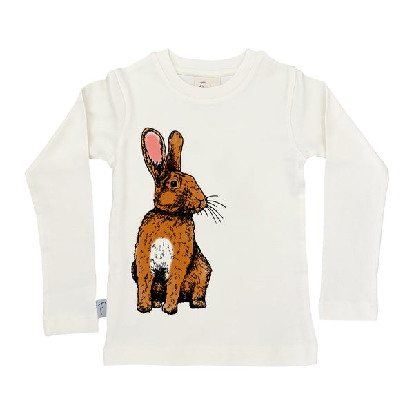 Organic Cotton Kids Long Sleeved Top | Rabbit - handpainted