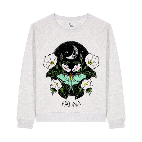 Organic Cotton Women's Graphic Sweatshirt | Moonflower Cool Heather