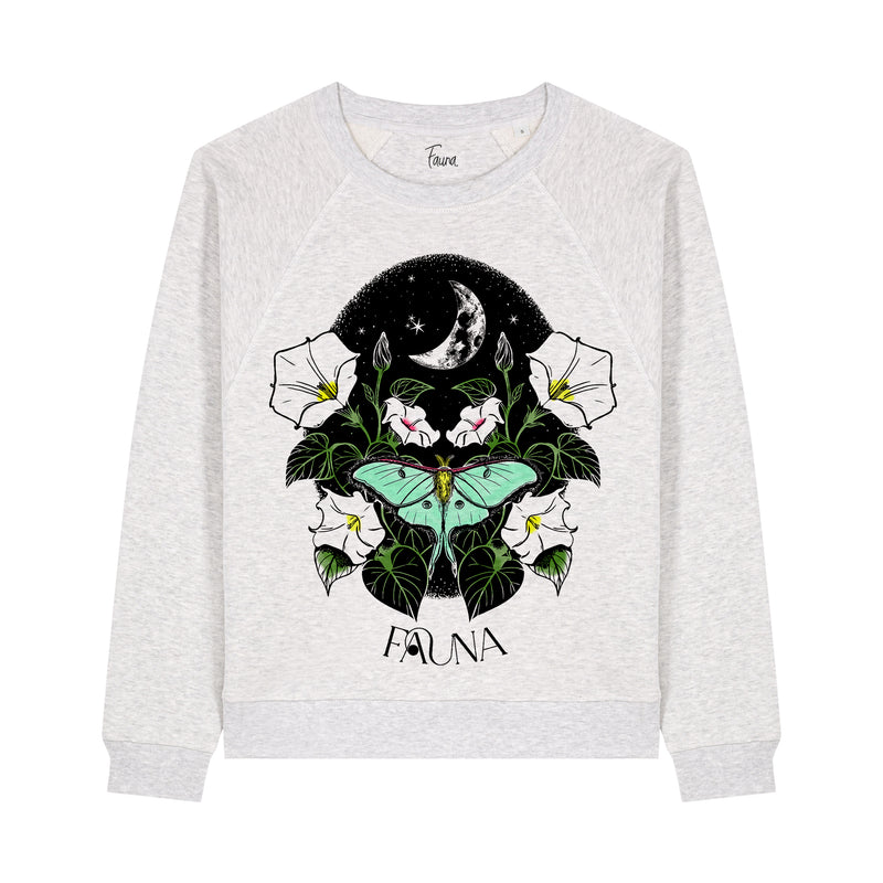 Sweat-shirt unisexe en plumes de paon en coton biologique | Argent sur marine 