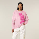 Women's Oversized Sweatshirt | Pink Leopard Print