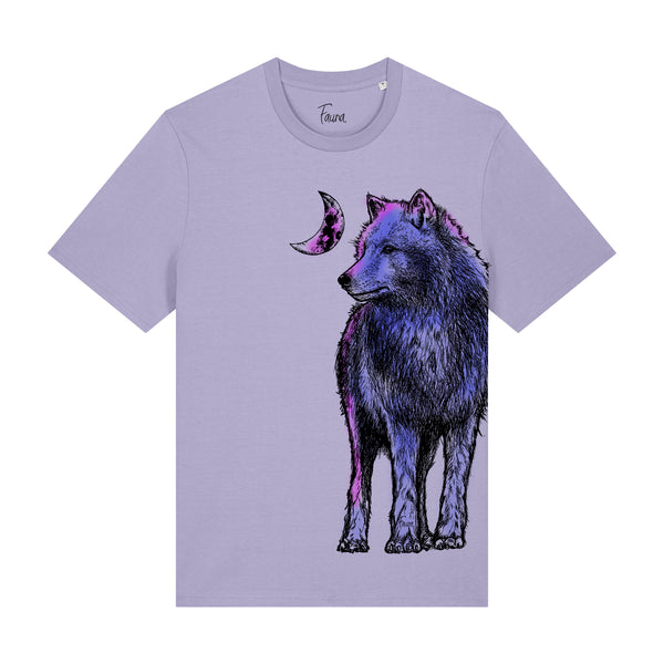 Fauna Kids T-Shirt | Handpainted Wolf on Lilac