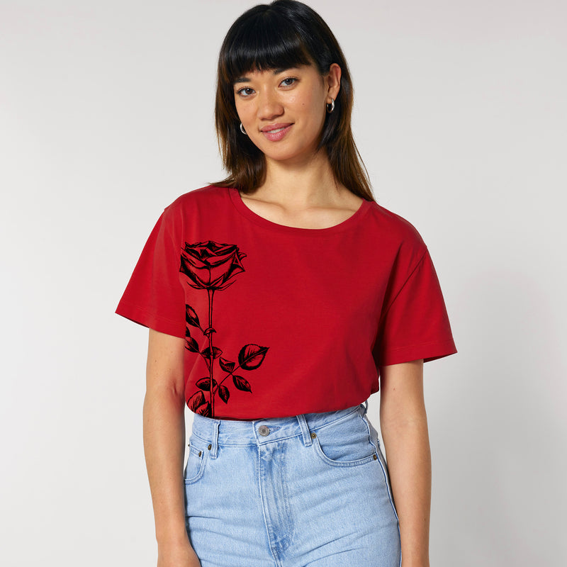 Organic Cotton Women's T-shirt | Red Rose | Fauna