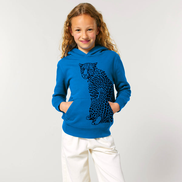 Kinder-Kapuzenpullover aus Bio-Baumwolle | Leopardenblau 