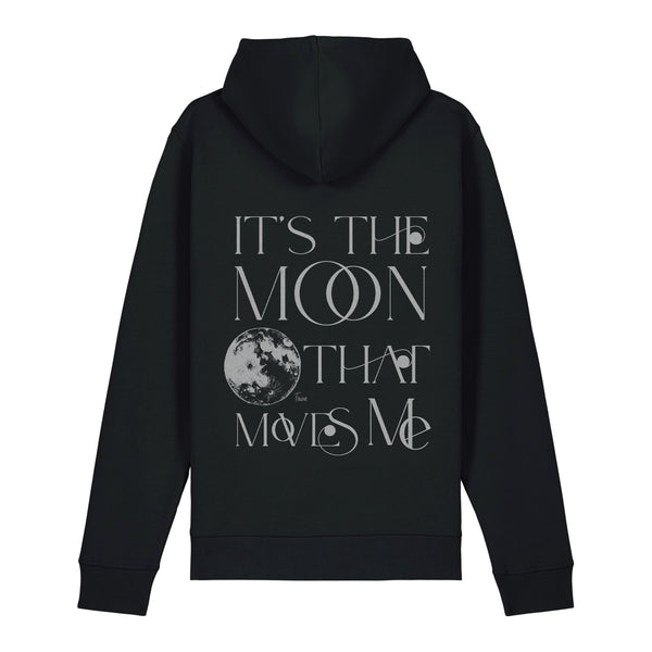 Sweat à capuche unisexe en coton biologique | Noir avec macareux argenté 