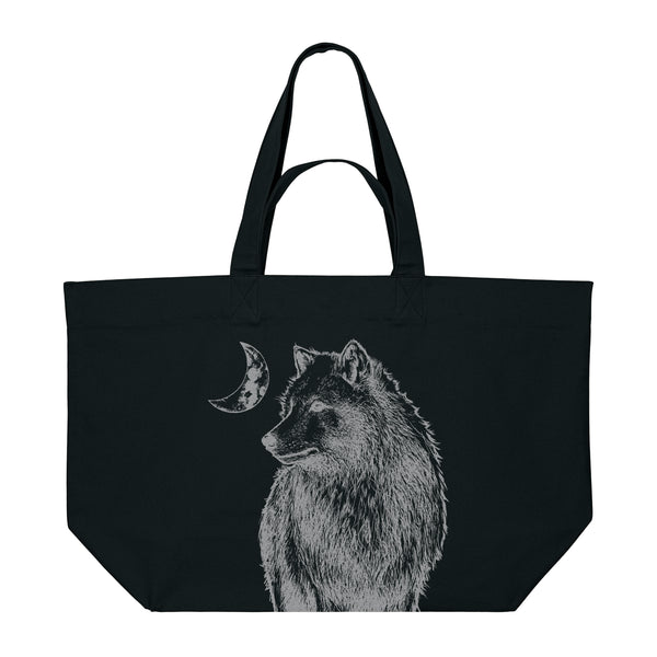 Black Shopper With Silver Wolf