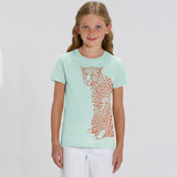 Organic Cotton Kids T-Shirt | Caribbean Blue & Coral Leopard Fauna Kids